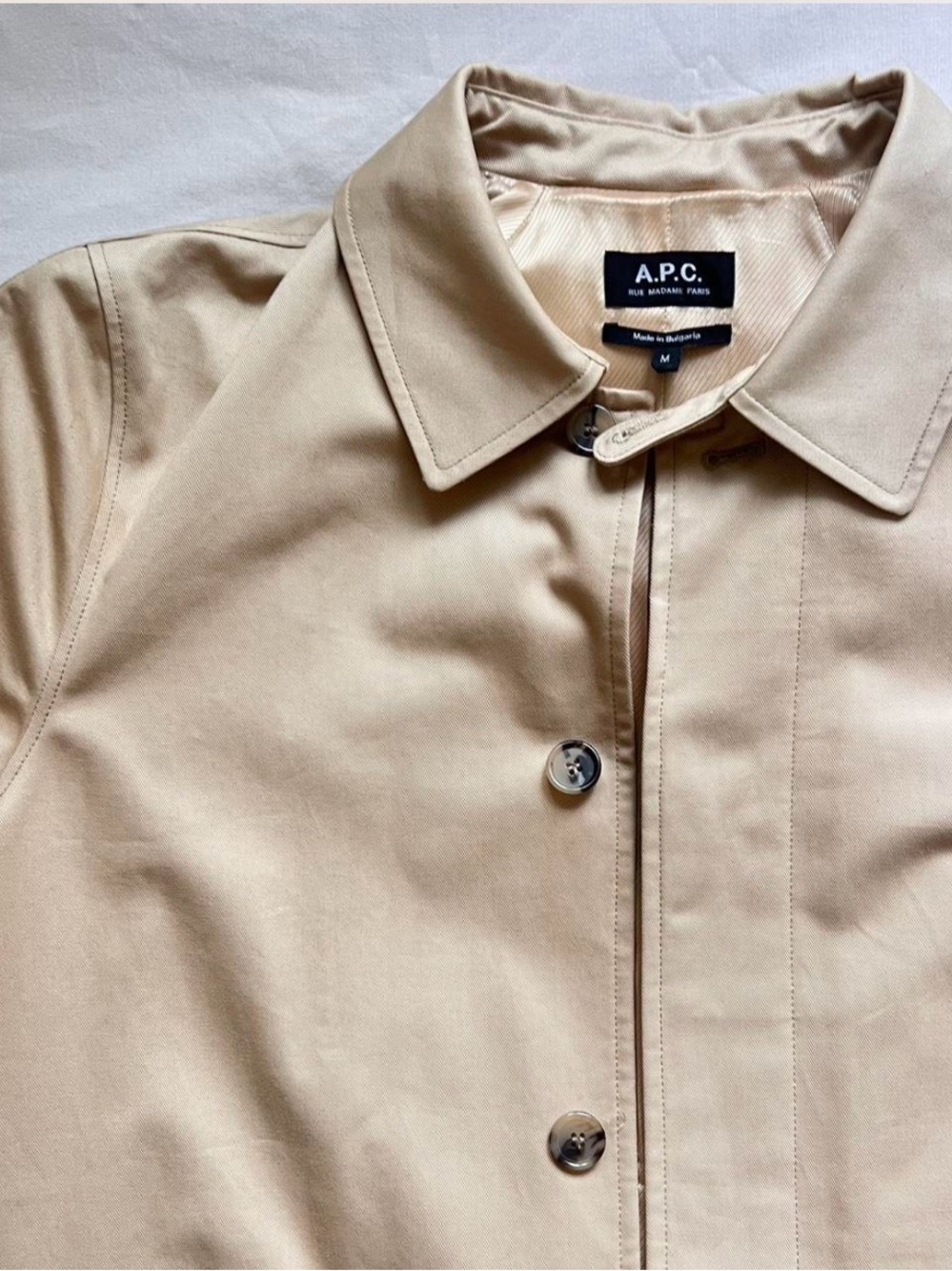 A.P.C. Men's Beige Trench Coat - Minimal Button-Front Jacket